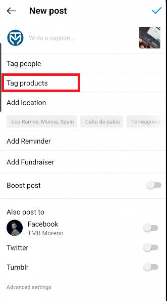 Etiquetar mis productos en instagram